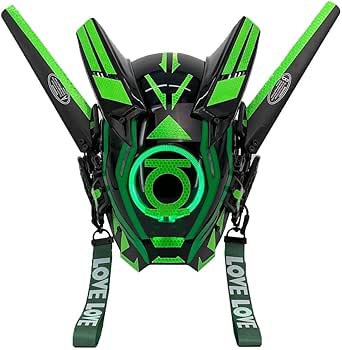 LIGUOGUO Cyberpunk - Máscara Cibernética Para Hombre Con Luz LED Para Cosplay Casco Punk Mascara Futurista Mascara De Anime Samurai Accesorios