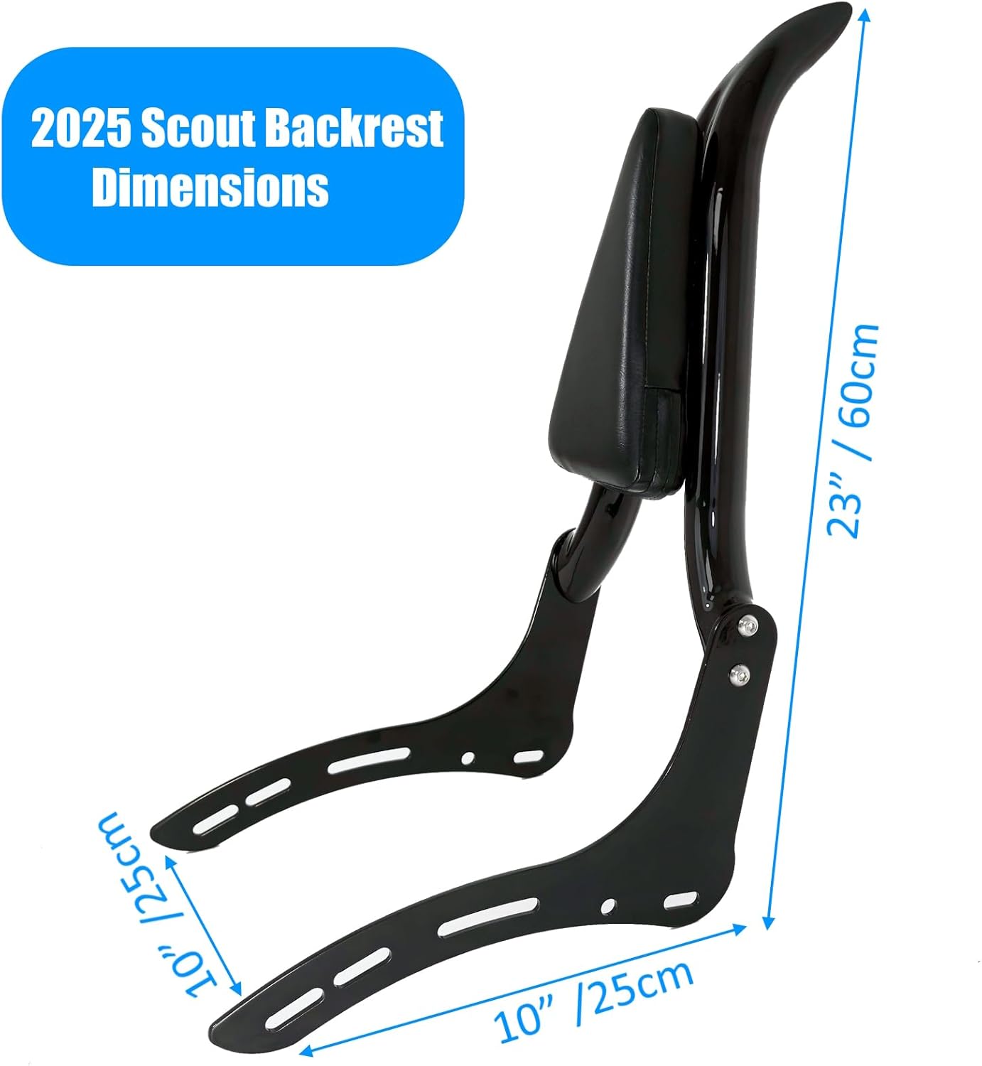 Fjapcemt Sissy Bar for 2025 Indian Super Scout, Sport Scout, Scout Bobber Passenger Backrest, Rear Pad 23 Inches Tall Black