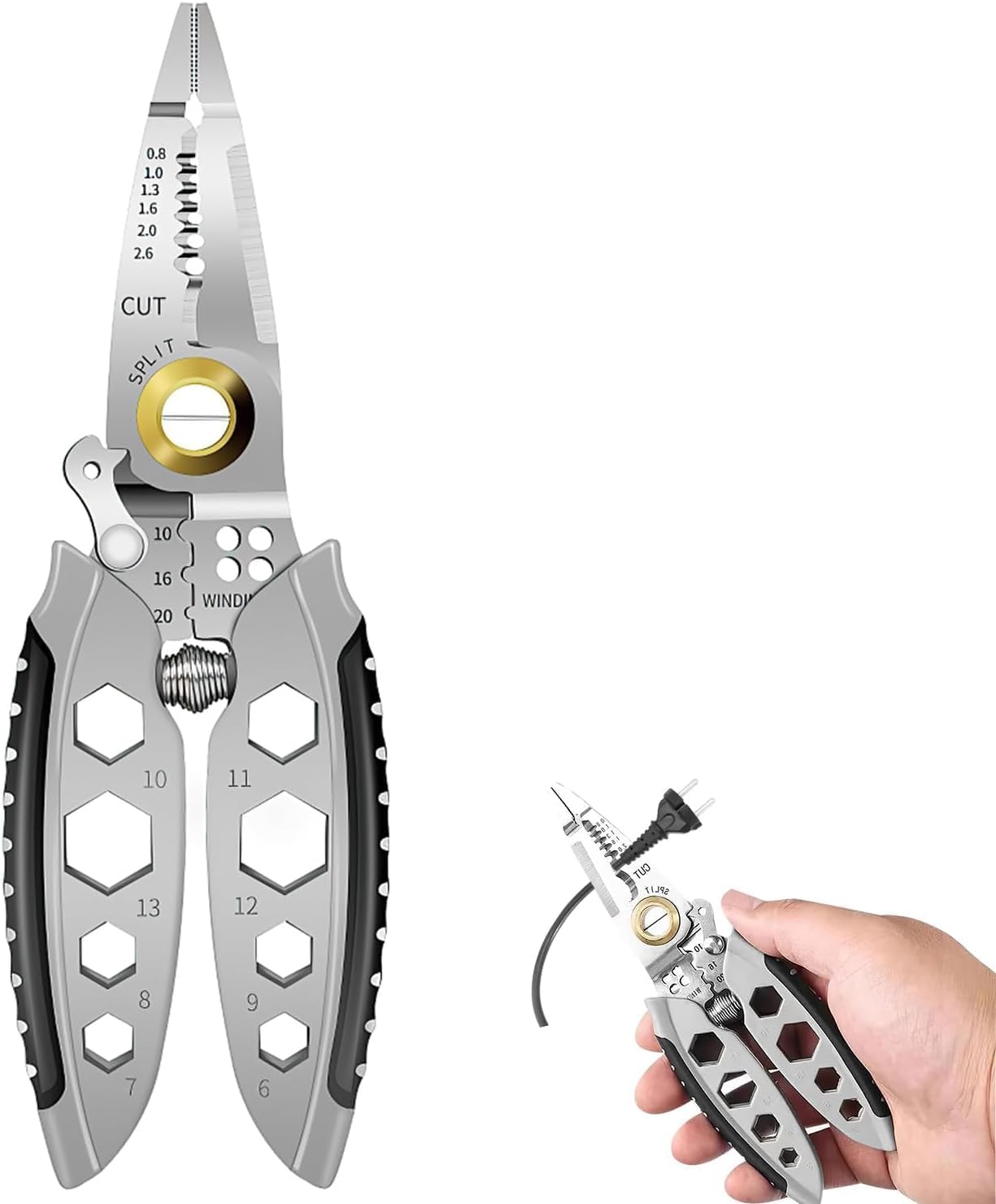 Kruvad Wire Striper kabel portabel profesional Stainless Steel Crimpers & Pliers with Cutter Crimping with Splitting Electrical Stripping Tool Plier Diameter Crimpers & Pliers Insulated with Cutter (B0CW9MS5MZ) Amazon Price History, Amazon Price Tracker