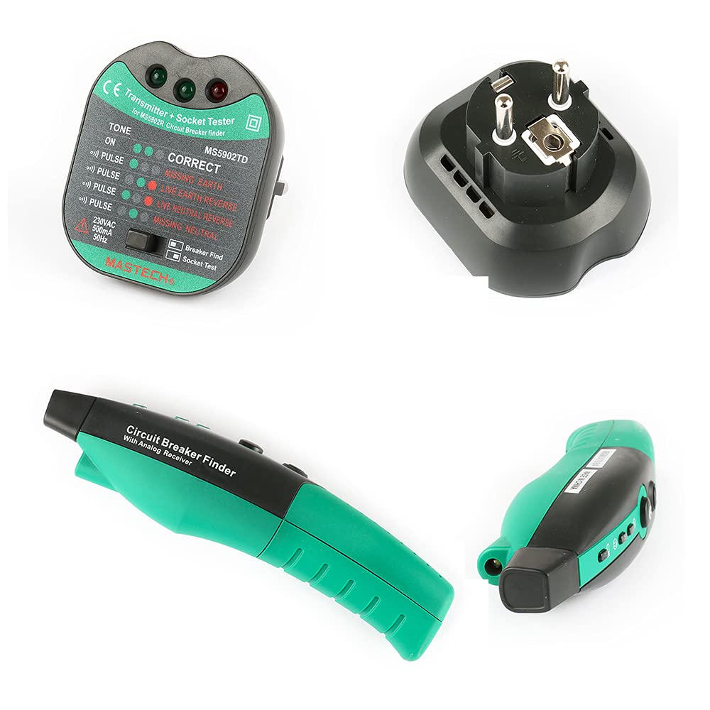 Mastech Détecteur de disjoncteur, MS5902 3 voyants lumineux Disjoncteur automatique Détecteur de fusible Détecteur de prise de courant Testeur de prise de courant(Prise UE 220V)