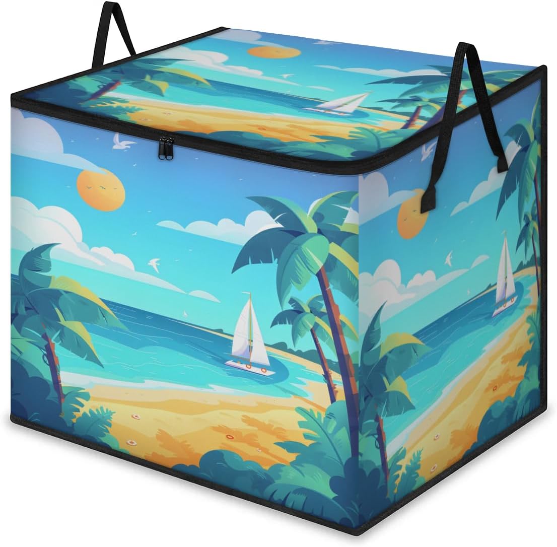 Honeybaby 214L Extra Large Comforter Storage Bag Cowboy Cactus Storage Totes with Lids Waterproof Closet Organizer Folding Blanket Storage Bags for Clothes Bedding Pillows