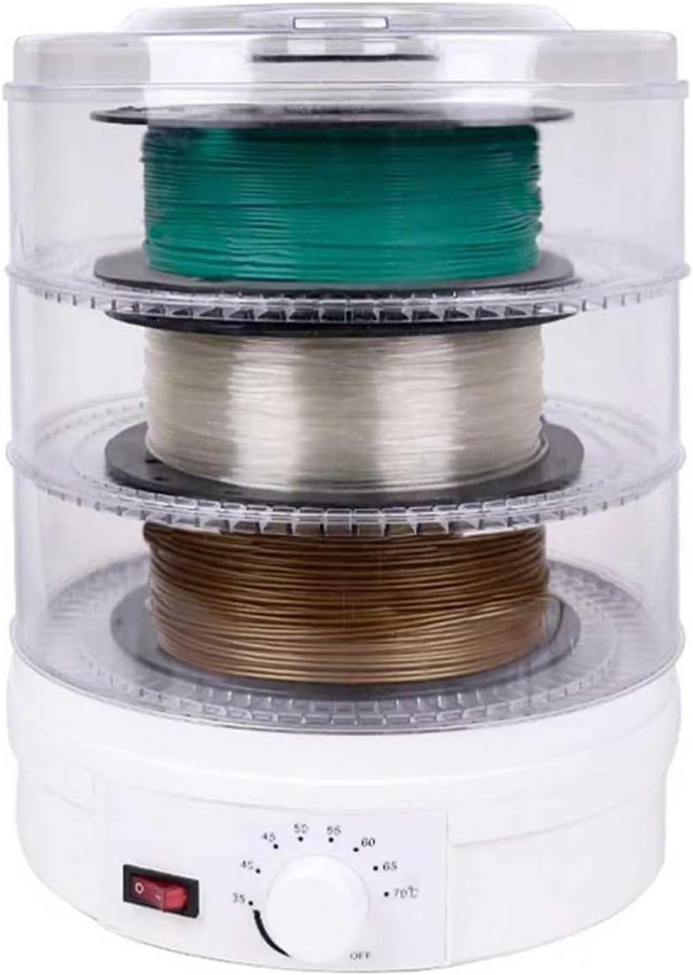 3D Printer Filament Dryer Box, 3-Layer Filament Storages, 360° Circulating Air Drying, Adjustable Temperature Range: 35°C ~ 70°C, Low Noise, for 1.75mm/2.85mm PLA, PETG, TPU, ABS