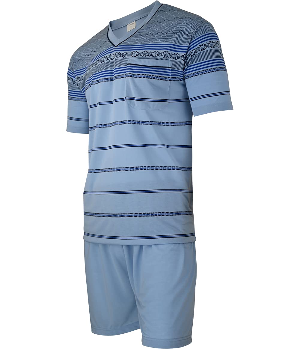 Soltice Pijama de dos piezas para hombre, pijama corto con bolsillo en el pecho, ropa de dormir a rayas de 100% algodón (M a 5XL)