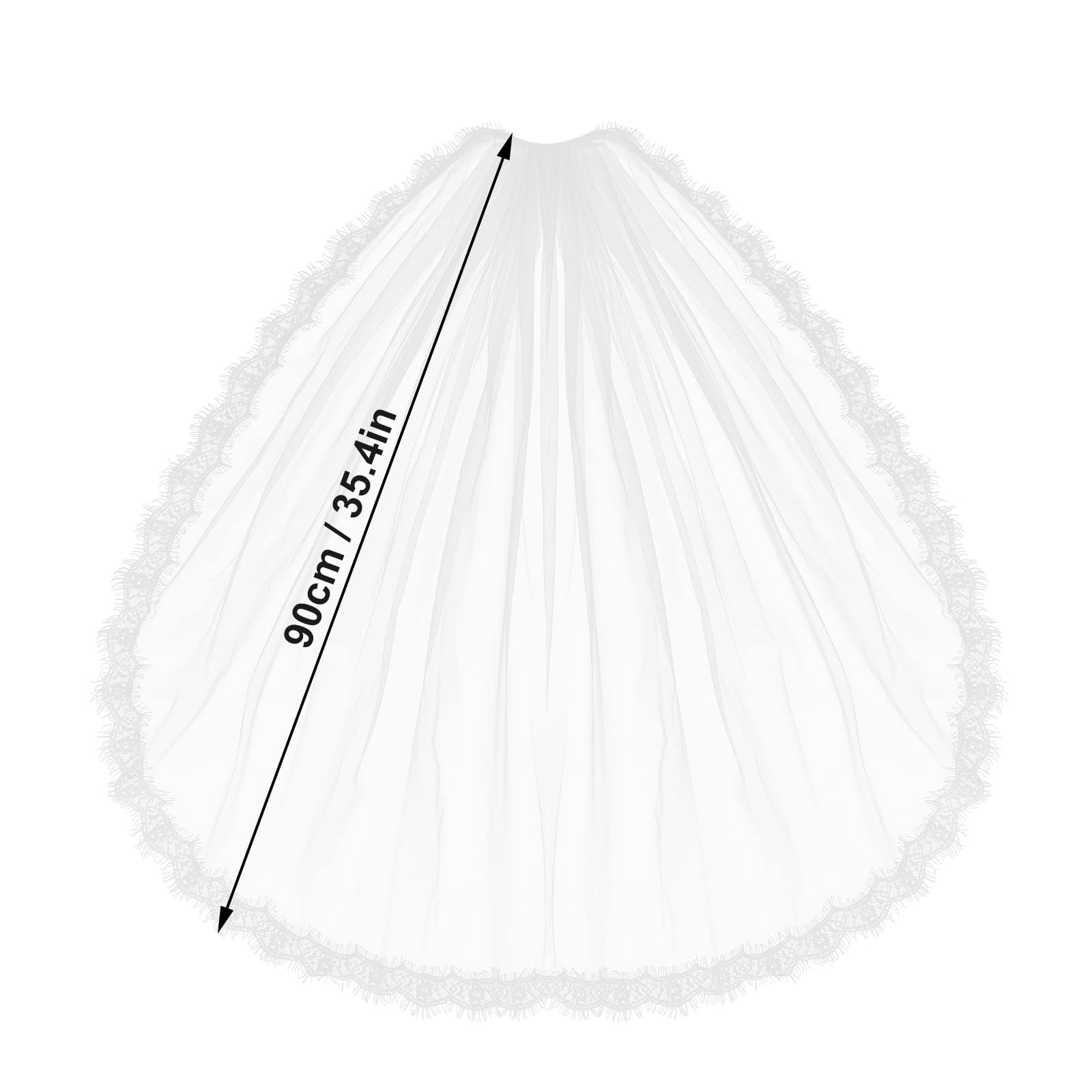 Yolev Voile Mariée Voiles Femme Cape Mariage Nuptial Simple Tulle Voile Blanc 1 Couche Dentelle Du Bout des Doigts Tulle de Mariée avec Peigne Convient Pour Fêtes de Mariage