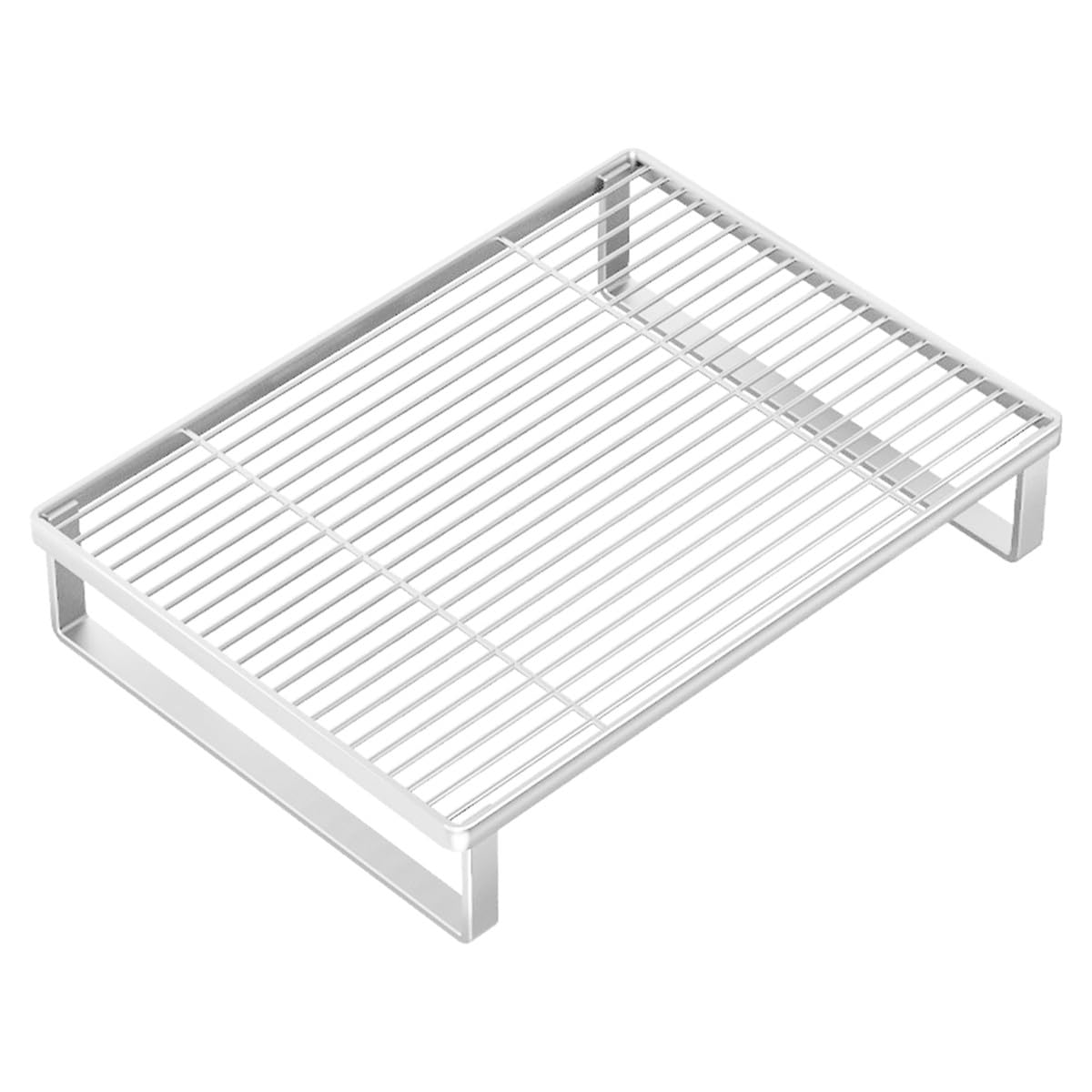 Soporte de metal para horno de microondas, soporte fiable para ahorro de espacio, para cocina de inducción, estante multiusos para encimera, 40 x 30 x 7,5 cm, color blanco