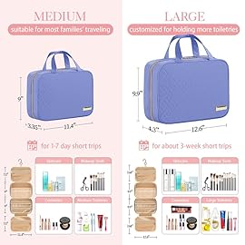 HOTOR Travel Toiletry Bag - Hanging Toiletry Bag for Women & Men, Makeup Bag/Big Comparment, Waterproof for Travel Accessories, Travel Essentials, Large, Aegean-Blue