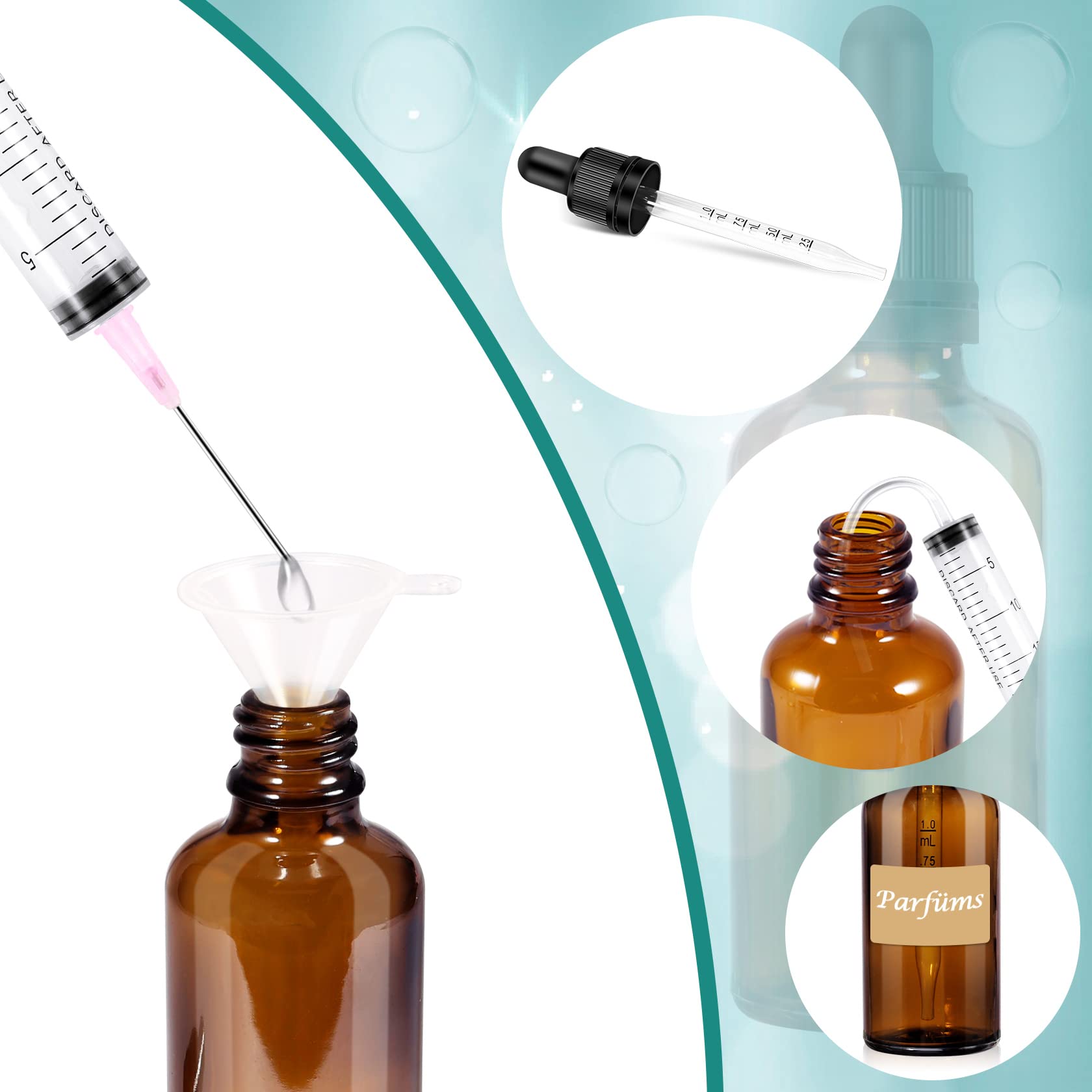 HandsUnity 30ml-12pz Di Flacone In Vetro Per Spruzzatore - Set Di Flaconi In Vetro Ambrato Per Farmacia Con Flacone Spray In Vetro Atomizzatore Bianco