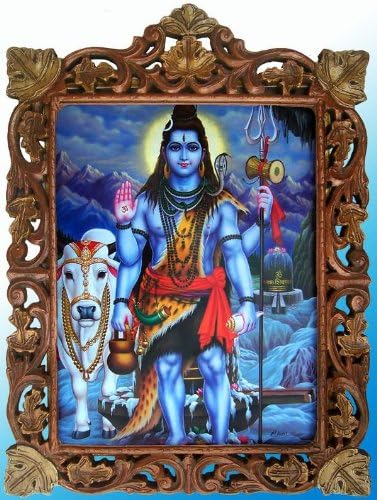 Amazon.com: Hindú Señor Shiva con su vaca \u0026 Shivling en Himalaya Póster  pintura en madera manualidades marco, el arte manualidades y artesanía :  Hogar y Cocina