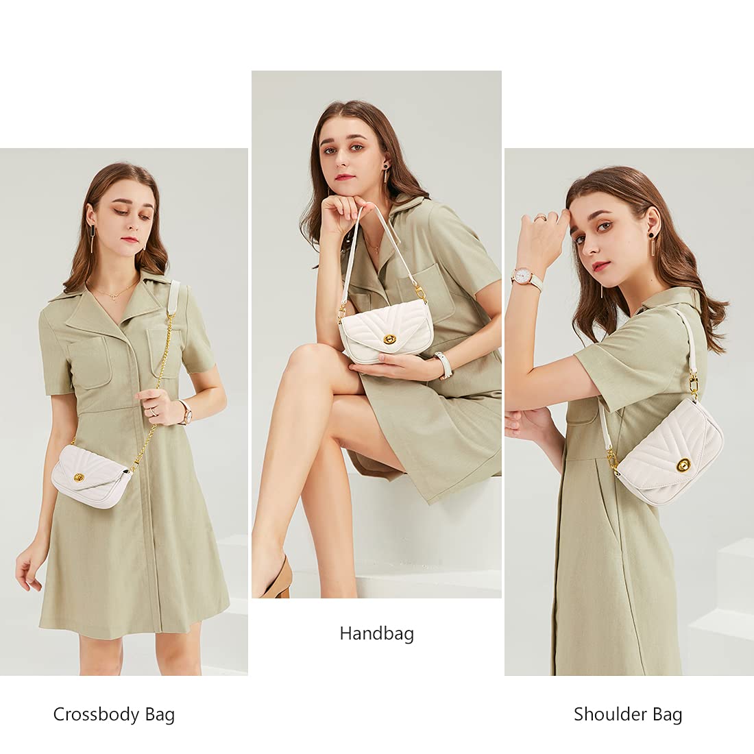 Small White Purse Y2k Cross body Purses Quilted Crossbody Bags for women Shoulder bag for Women 2pcs Purse Set