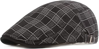 Men's Plaid Striped Newsboy Ivy Flat Driving Golf Cap