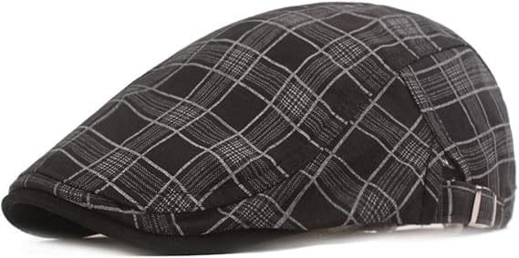 Men's Plaid Striped Newsboy Ivy Flat Driving Golf Cap