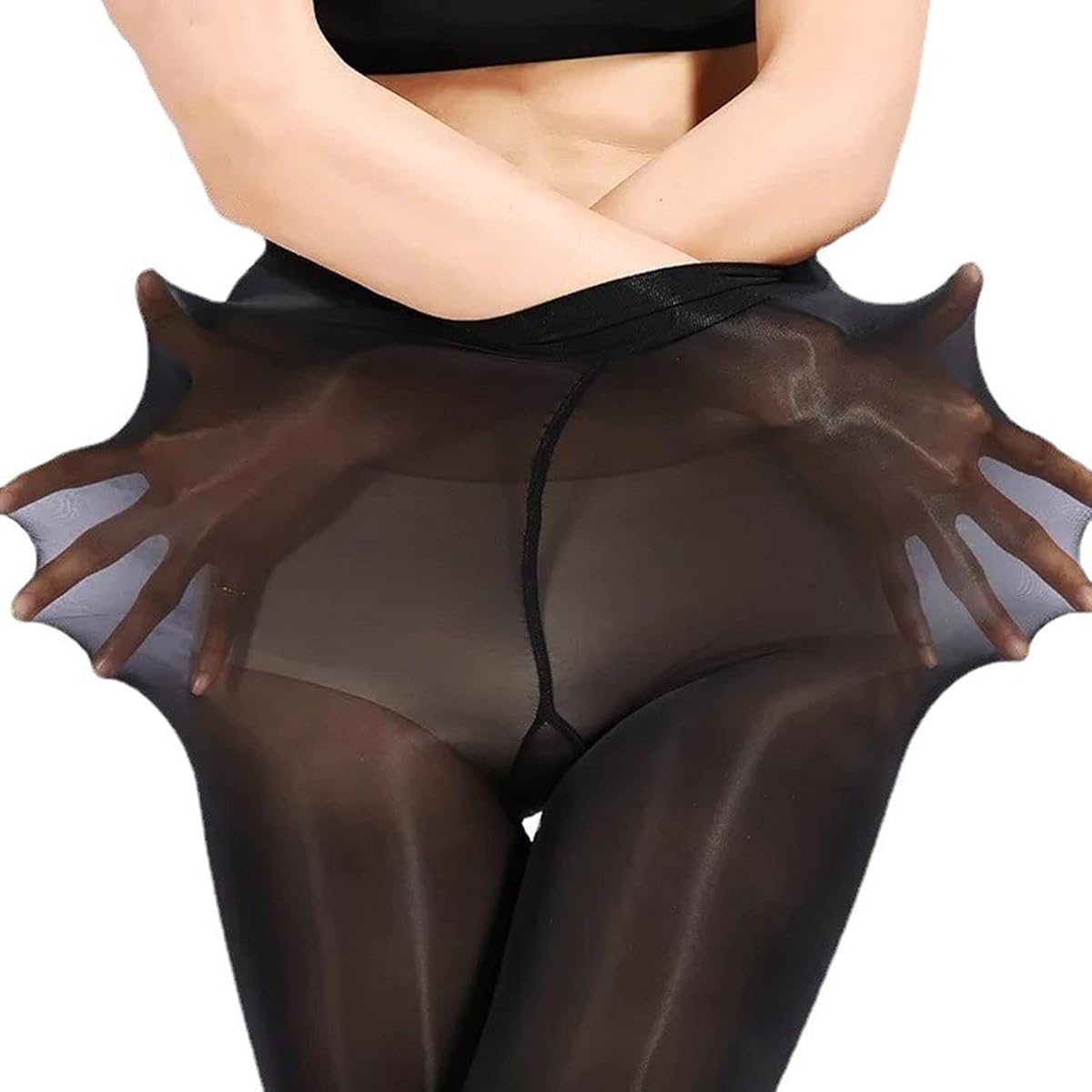 [LIKENNY] オイルストッキング 8デニール 超光沢 セクシー パンスト テカテカ キラキラ ストッキング タイツ オールスルー 美脚 靴下 コスプレ レディース コスチューム かわいい 柔らか おしゃれ 人気 悪魔 ギャル 写真 撮影 ニーハイ プレゼント