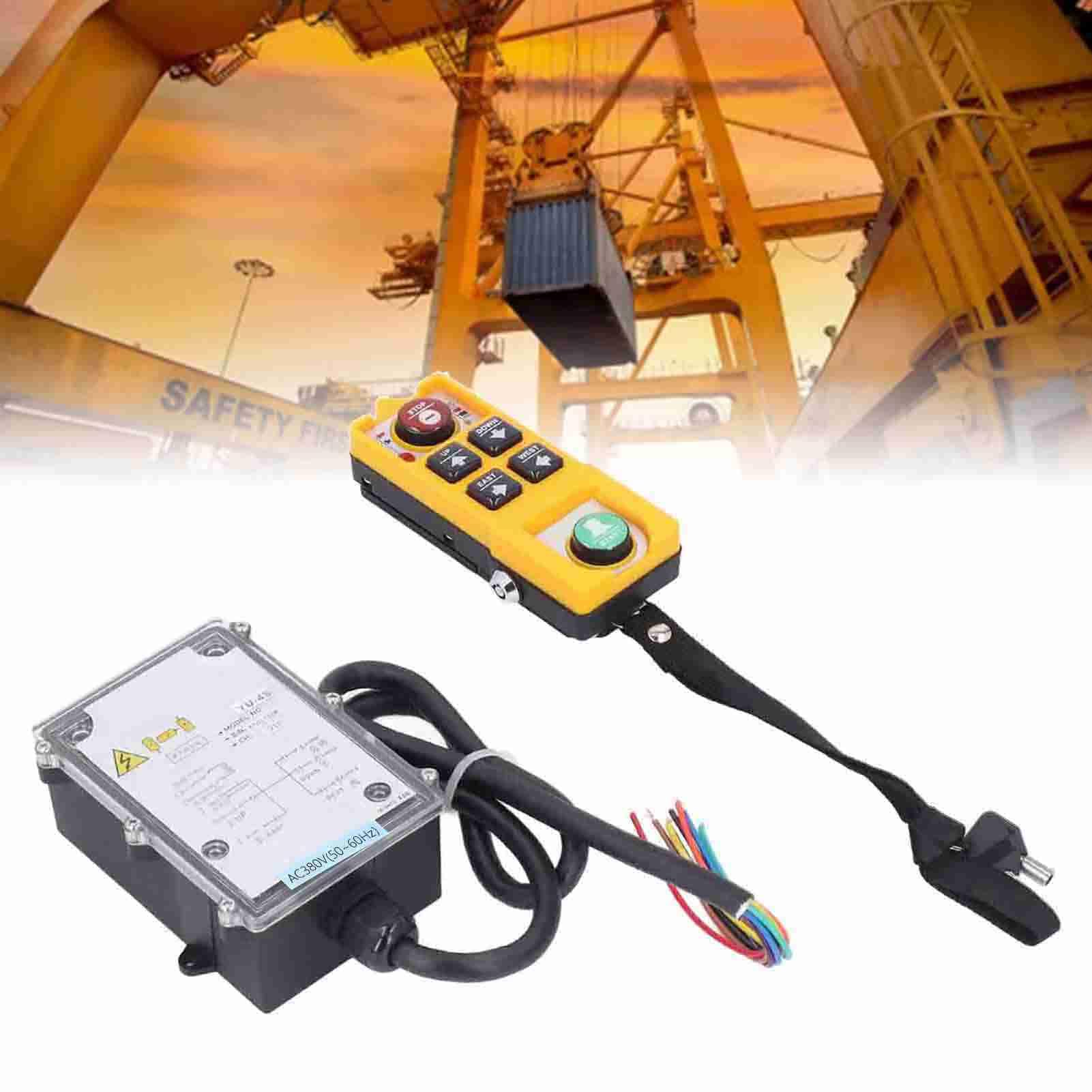 Drahtlose Kran-Fernbedienung, AC380V, 100 M Reichweite, 800 MHz HF-Frequenz, Stoßfest, Wasserdicht, mit Ergonomischen Anti-Fall-Tasten, für Kräne, Förderer, C