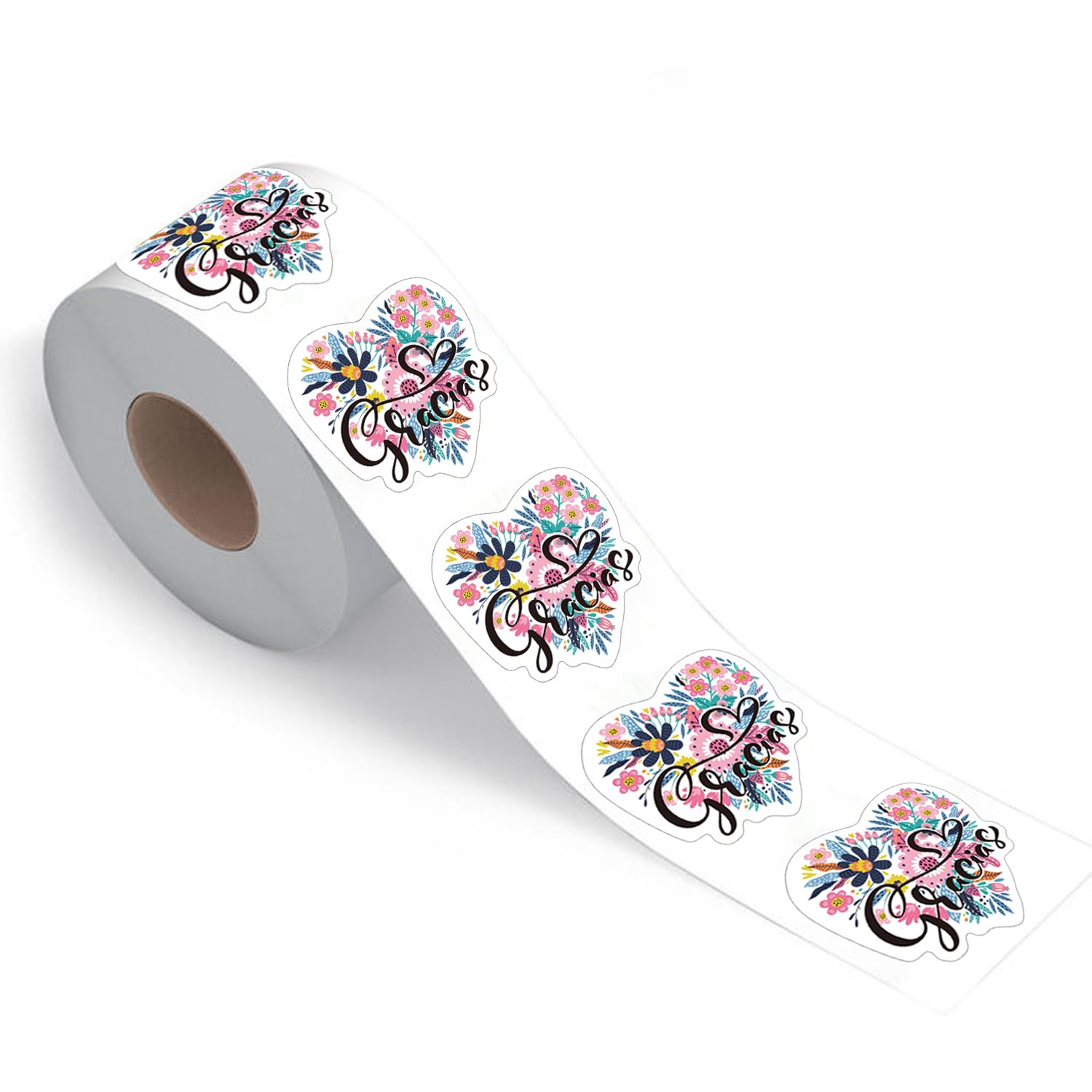 500pcs Large Spanish Gracias Stickers | Heart Shape Spanish Thank You Stickers for Party,Customers,Envelope 2 inches