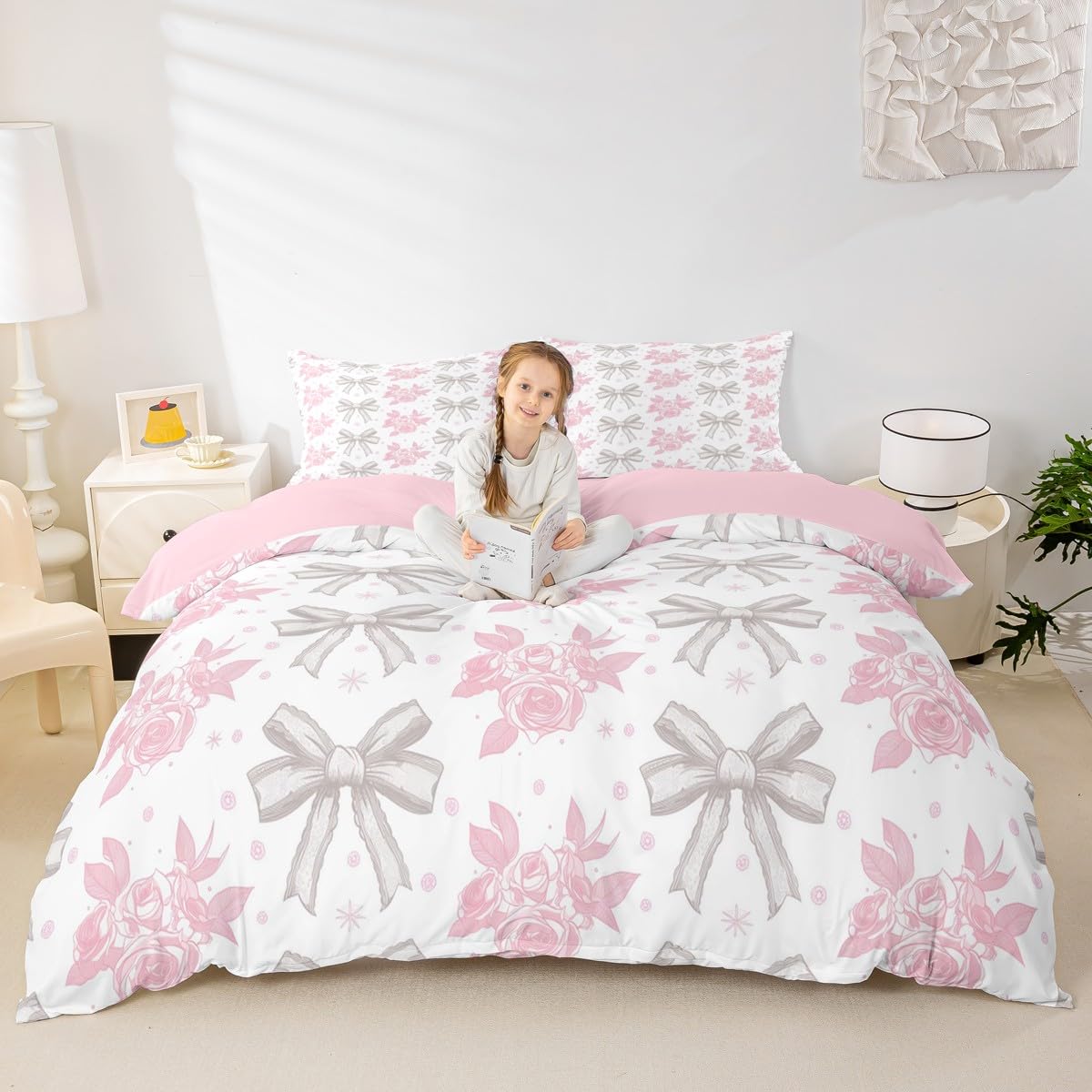 Ensembles de literie aquarelle noeuds et fleurs style romantique chic