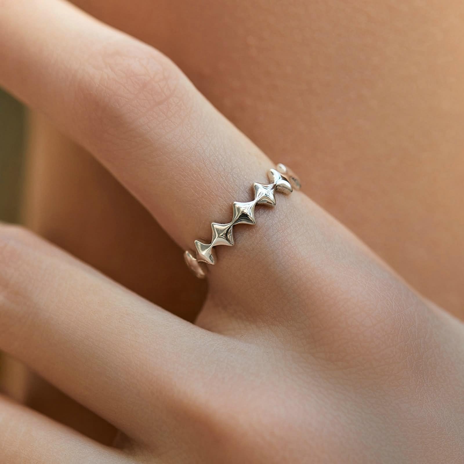 Anillos vintage, alianzas de boda de metal redondo oro blanco 9K/14K promesa regalos para mujer