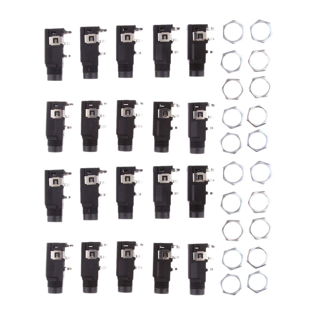 atorse 20 pieces 1/4inch 6.35 mm stereo audio microphone female socket connector