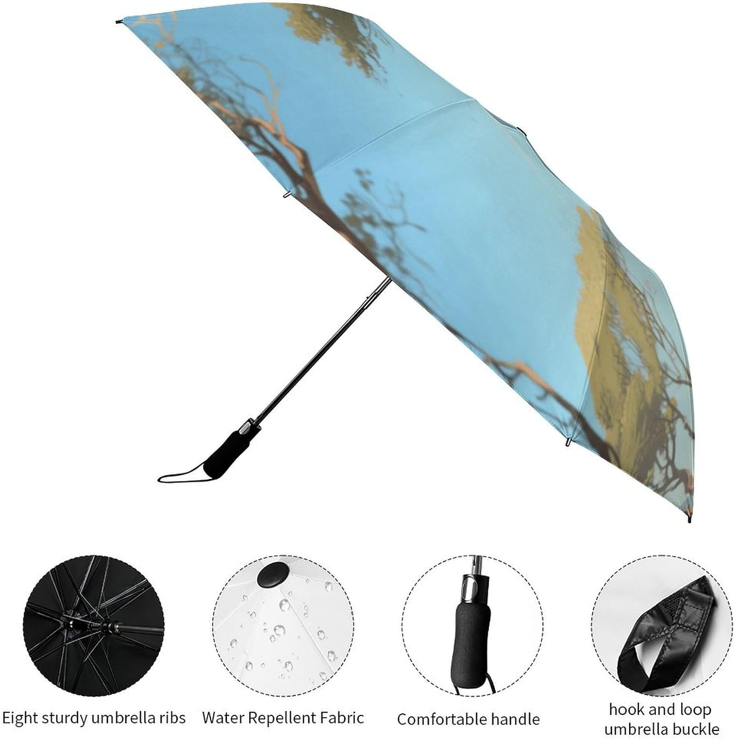 Cheetahs on The Grasslands Automatic Golf Umbrella Folding Umbrella | Windproof Travel Umbrella Portable Compact Umbrella with Storage Pouch for Golf Backpack Men Women