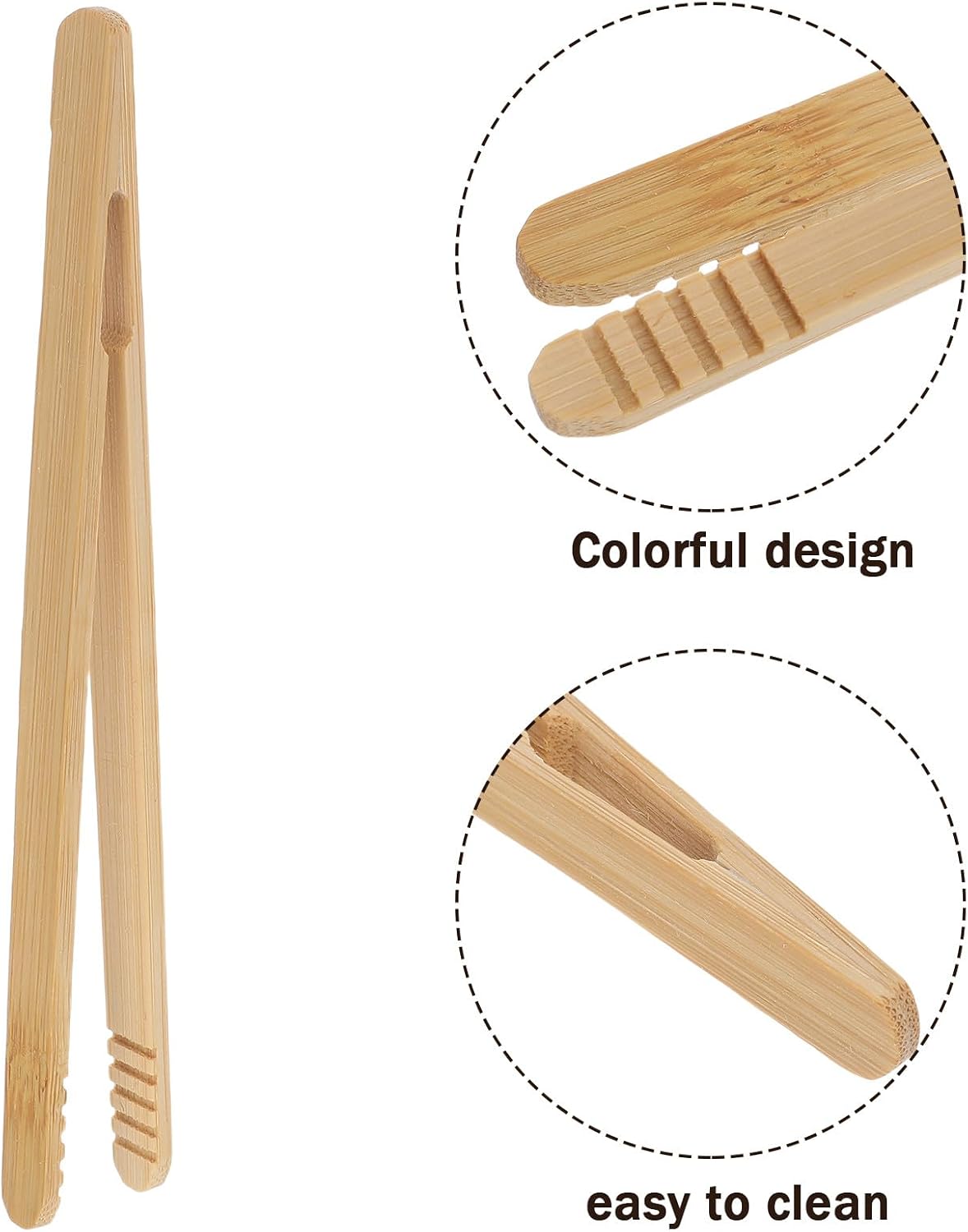 10pcs Bamboo Toast Tongs - Wood Cooking Tong for Toaster,Fruits, Bread & Pickles - Kitchen Utensil for Cheese Bacon Tea Bag 7'' Long