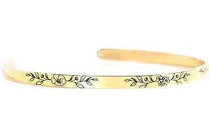 Personalized Lily of the Valley Birth Flower Bangle Bracelet
