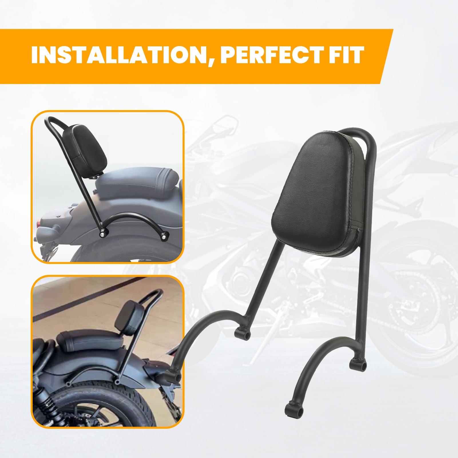 Respaldo de pasajero trasero para moto, Soporte trasero para motocicleta Almohadilla de respaldo de cuero PU, Para rebel cmx300 y cmx500 reemplazo de cojín