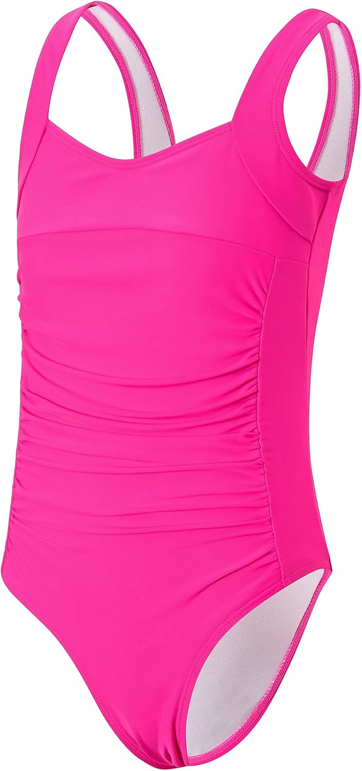 Girls One Piece Swimsuit Ruffled Teen Girl Swimsuit Size 6-16Y Wide Straps Girls' Swimwear for Bathing Suits Yizuoding003