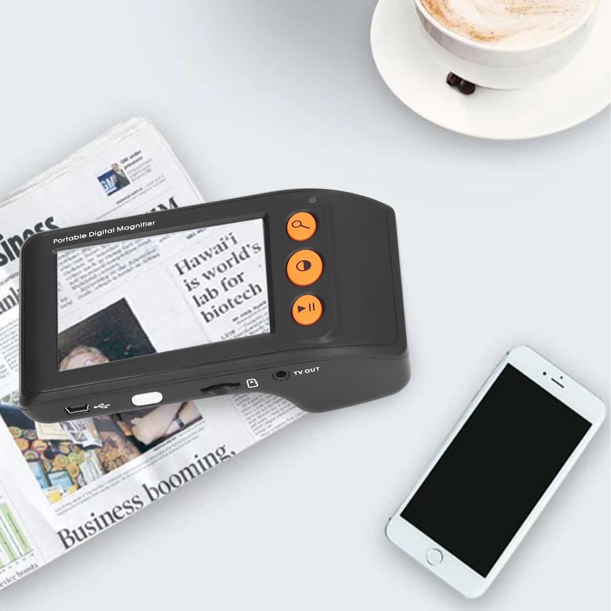 Septpenta Lupa Digital Portátil, 8 Modos de Color Lector Electrónico con Zoom 2X-25X, Lupa Digital de Video con Salida AV con Soporte de Congelación de Imagen, para Baja Visión(Negro)