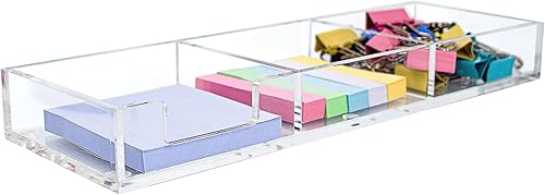 Tenedor de notas adhesivas de acrílico transparente, 3 en 1 autoadhesivo, soporte para bloc de notas para oficina, hogar, escuela y suministros de