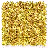 Sggvecsy 49.2Ft Kerst Wit Klatergoud Garland Kerstboom Decoraties Kerst Metallic Twist Garland Plafond Opknoping Decoraties voor Nieuwjaar Party Verjaardag Vakantie Indoor Outdoor Supplies
