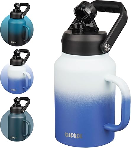 Miniatura 25 de BJPKPK Botellas de Agua Aisladas, Aptas para Lavavajillas, Botella de Agua de 18 oz con Asa, A Prueba de Fugas, Sin BPA, Termos Térmicos, Jarra de