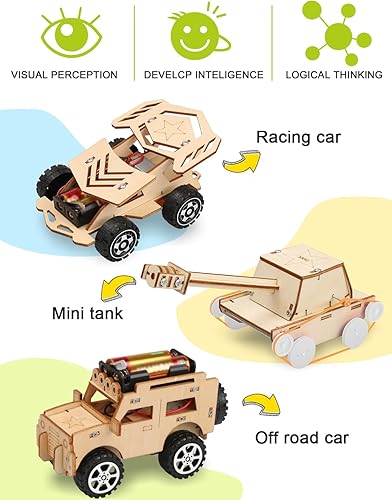 Miniatura 2 de Poraxy Kits STEM 5 en 1 para niños de 8 a 10 años, proyecto de construcción científica para 8 a 13 años, kit de modelo de automóvil, juguetes STEM