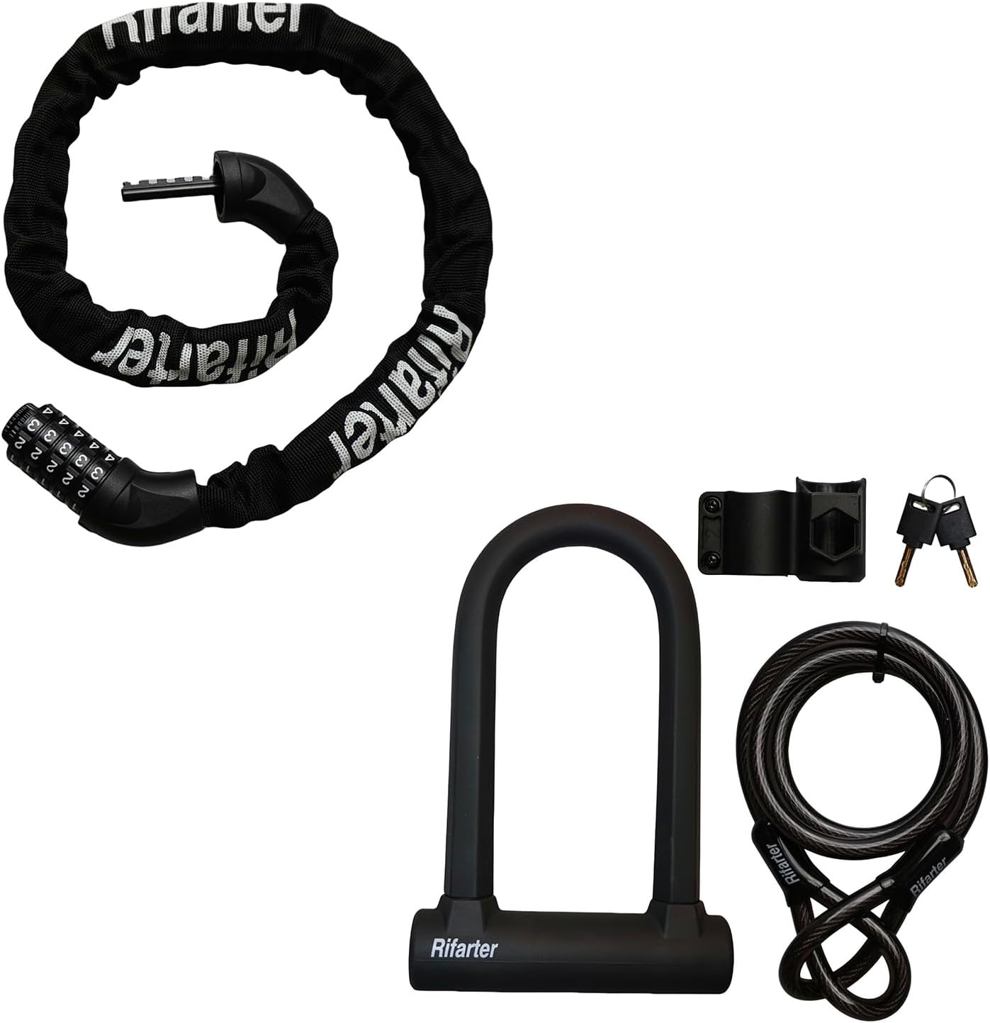 3.2 FT Bike Chain Lock and Bike U Lock with 5FT Cable