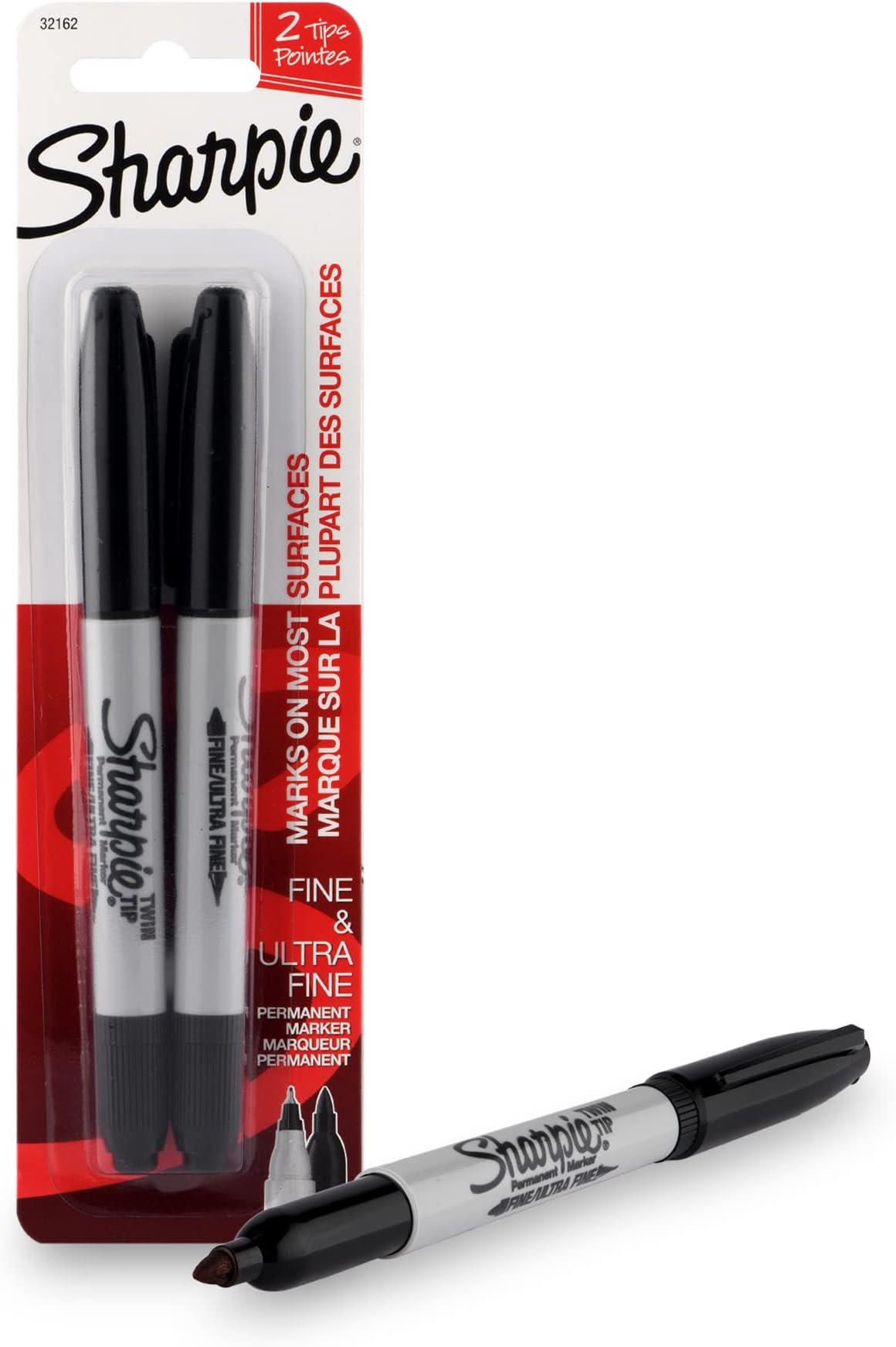 SHARPIE Twin Tip Black Permanent Marker |Suitable for Multipurpose Usage| Smudge Free | Office Stationery Items | Pack of 2