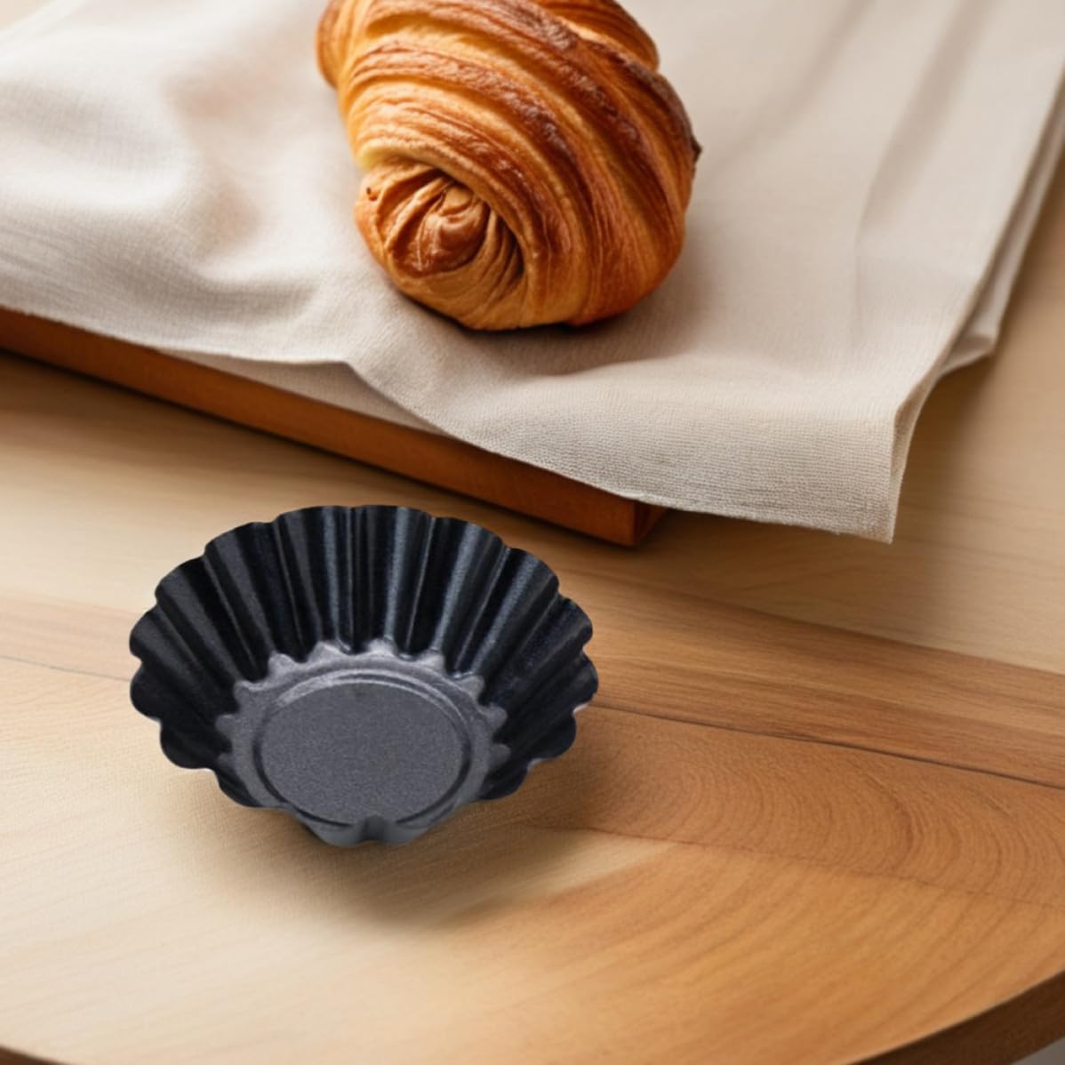 12pcs Egg Tart Molds, Non Stick Carbon Steel Chrysanthemum Shape Bakeware