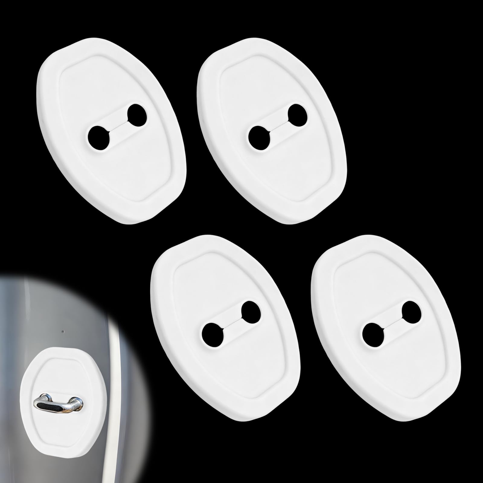 Photo 1 of ABOTHGD 4 pcs Car Door Latch Lock Cover (White)