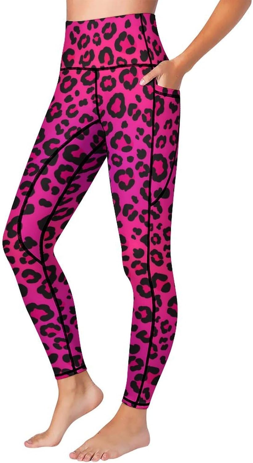 High Waist Yoga Pants with Pockets Tummy Control Workout Running 4 Way Stretch Yoga Leggings for Girls Women