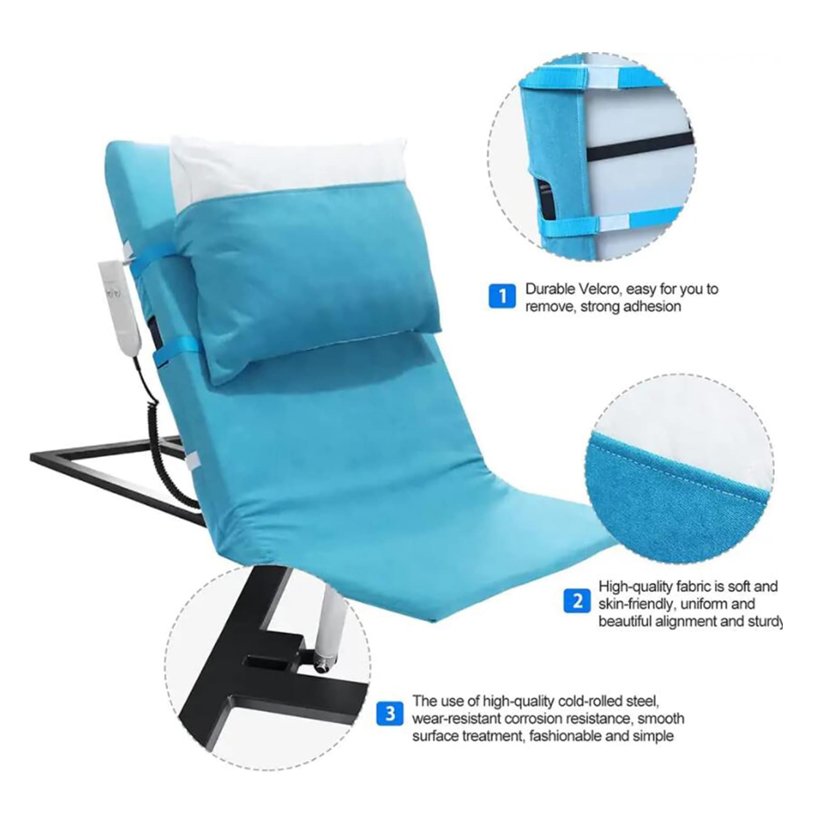 Sollevatore Elettrico Regolabile per Cuscini - Schienale per Letto sollevabile Portatile per Anziani con Supporto per Collo,Testa e Lombare - Sedia Medica per sedersi