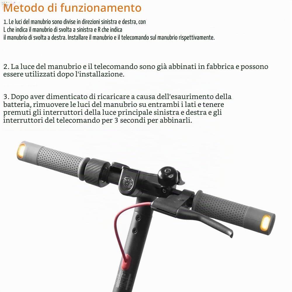 Manopole per manubrio scooter elettrico, indicatore di direzione, 1 paio per Xiaomi per M365 Pro 1S Pro 2 Mi3, luci di sicurezza per guida notturna