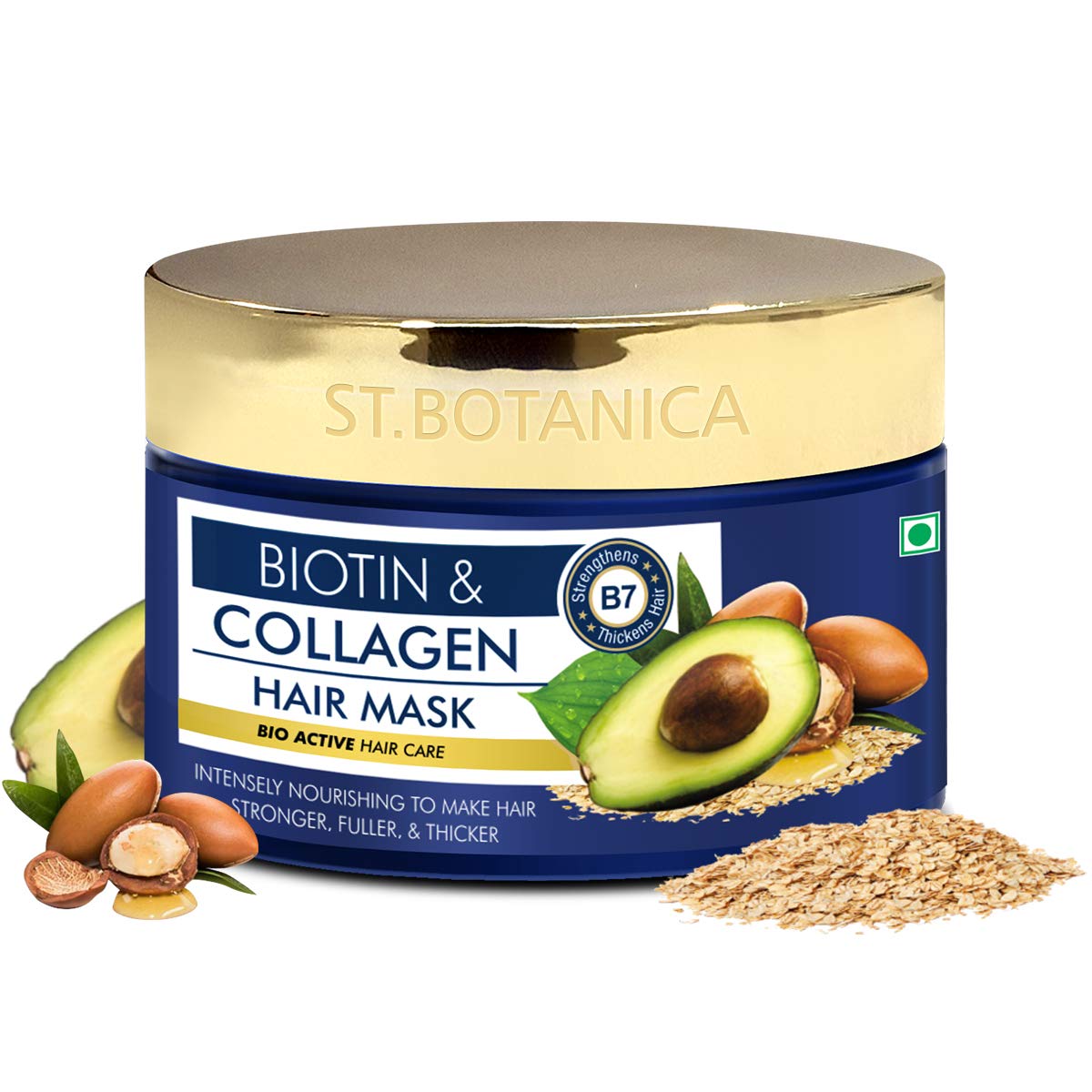 StBotanica Biotin & Collagen Strengthening Hair Mask, 200ml - For Stronger, Fuller and Thicker Hair