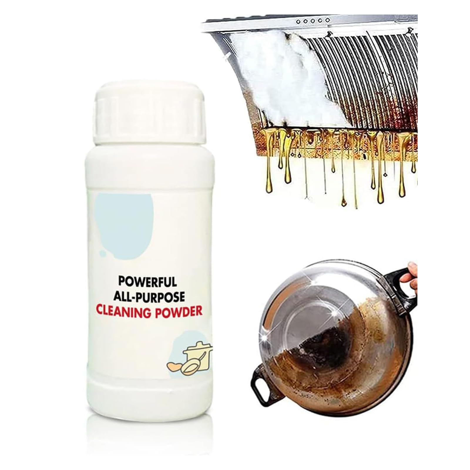 Pousbo Powerful Kitchen All-Purpose Powder Cleaner， Foam Rust Remover Kitchen All-Purpose Cleaning Powder,Kitchenware Stubborn Stains Cleaner, Kitchen Cleaning Powder For Grease (1PC)