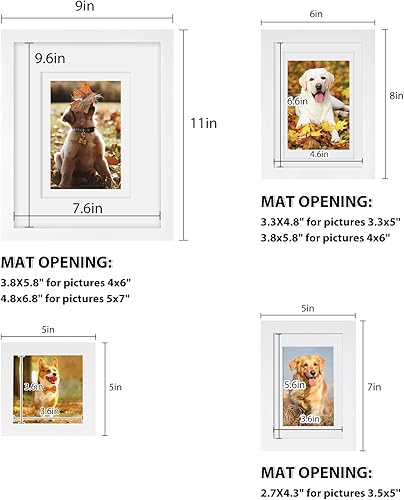 Miniatura 7 de Egofine Juego de 12 portarretratos para decoración de pared con dos marcos de fotos de 8 x 10, cuatro de 5 x 7, cuatro de 4 x 6, dos de 4 x 4, para