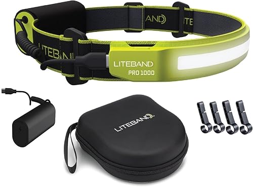 OPTIMAL VENTURES Liteband PRO Series - Linterna frontal personal ajustable de haz ancho, iluminación de 210, funciona con pilas, se adapta a cascos