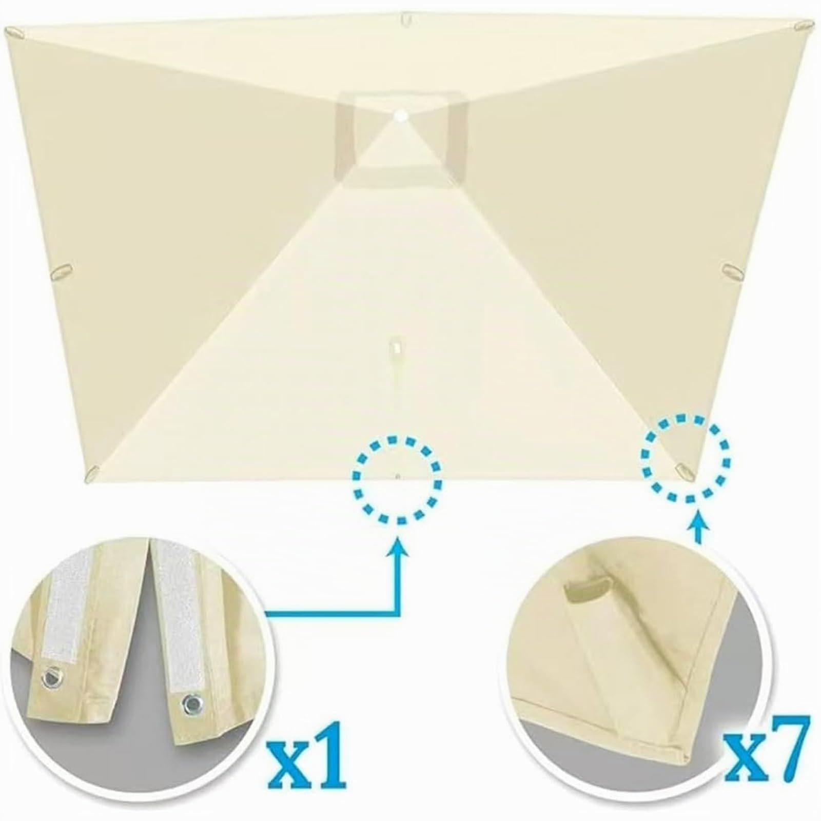 Toile de Parasol Déporté Carrée de Remplacement, 8 Baleines, avec Bouton Poussoir, Protection UV – pour Jardin, Terrasse, Marché(Red,3mx3m/10ftx10ft)
