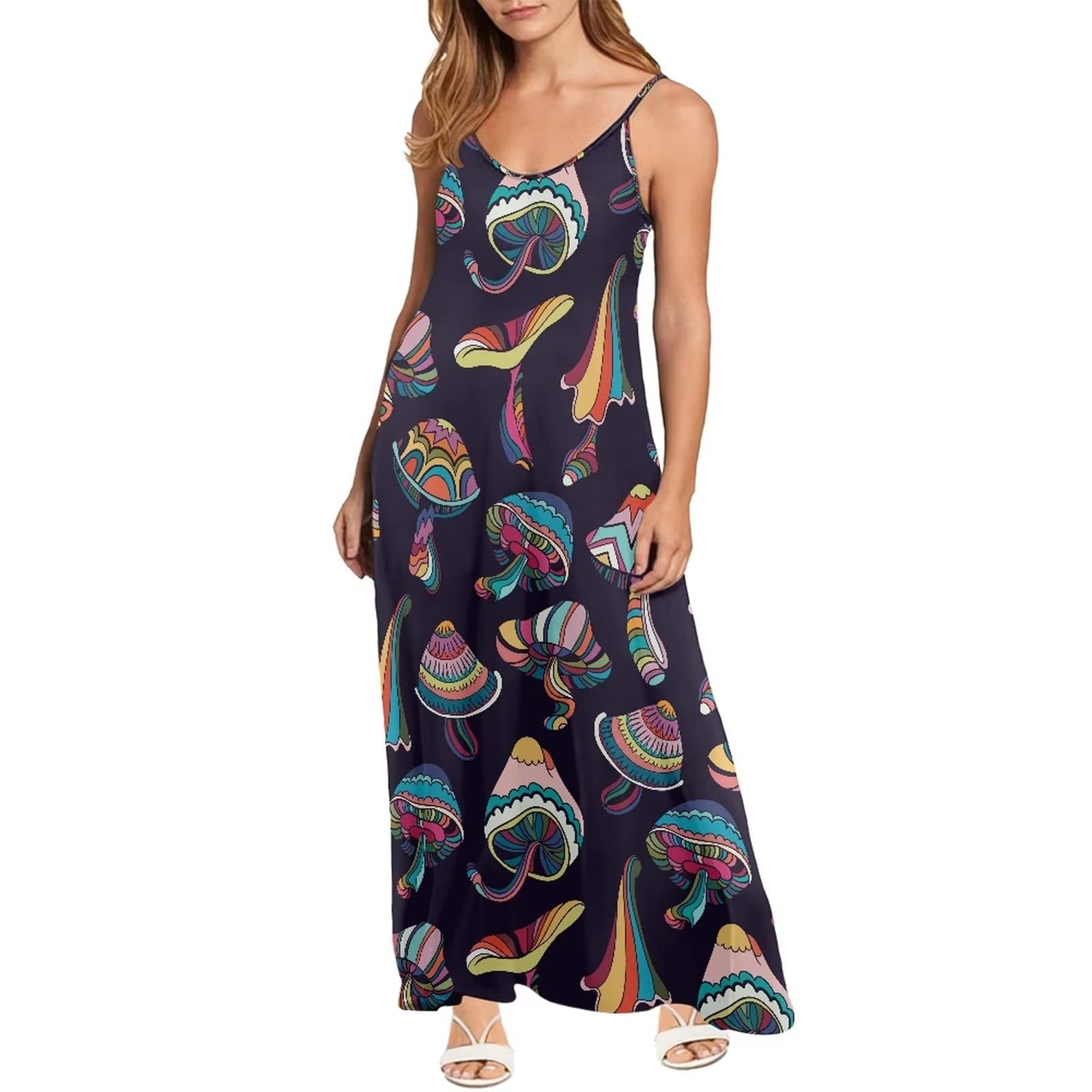 Robe longue décontractée d'été imprimé champignon dessin animé grande taille 4XL - 3