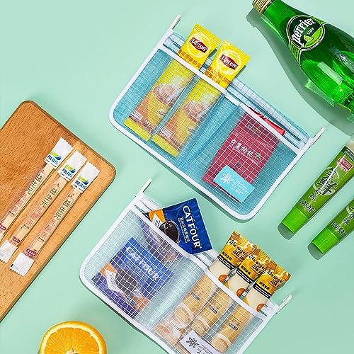 MOLANLY 2 piece Refrigerator Door Organizer Set Fridge Hanging Mesh Bag for Kitchen Storage Bag Household Sundries Sorting Bag Used to Refrigerator Side Door Storage Small Objects Containers