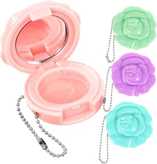 4pcs Refillable Lipstick Case Compact Plastic Rose Shape for Travel | Lightweight Portable Design, Magnetic Closure, Empty Makeup Palette Set for Women and Girls Daily Use