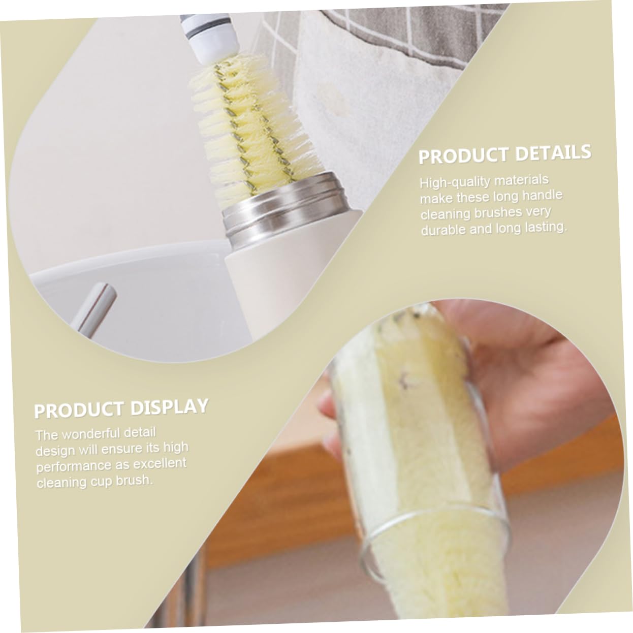 Healeved 2piezas Cepillo De Limpieza para Biberones y Tazas Herramienta Multiusos Mango para Botellas y Vasos Accesorio Práctico para Higiene del Hogar