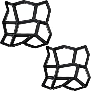 2 Packs Concrete Slab Moulds Walk Path Maker Mold Pavement Irregular Driveway Brick Patio Concrete Slab Path Walk Maker Frame DIY Driveway Garden Pavement Mould (Black 34 * 34cm)