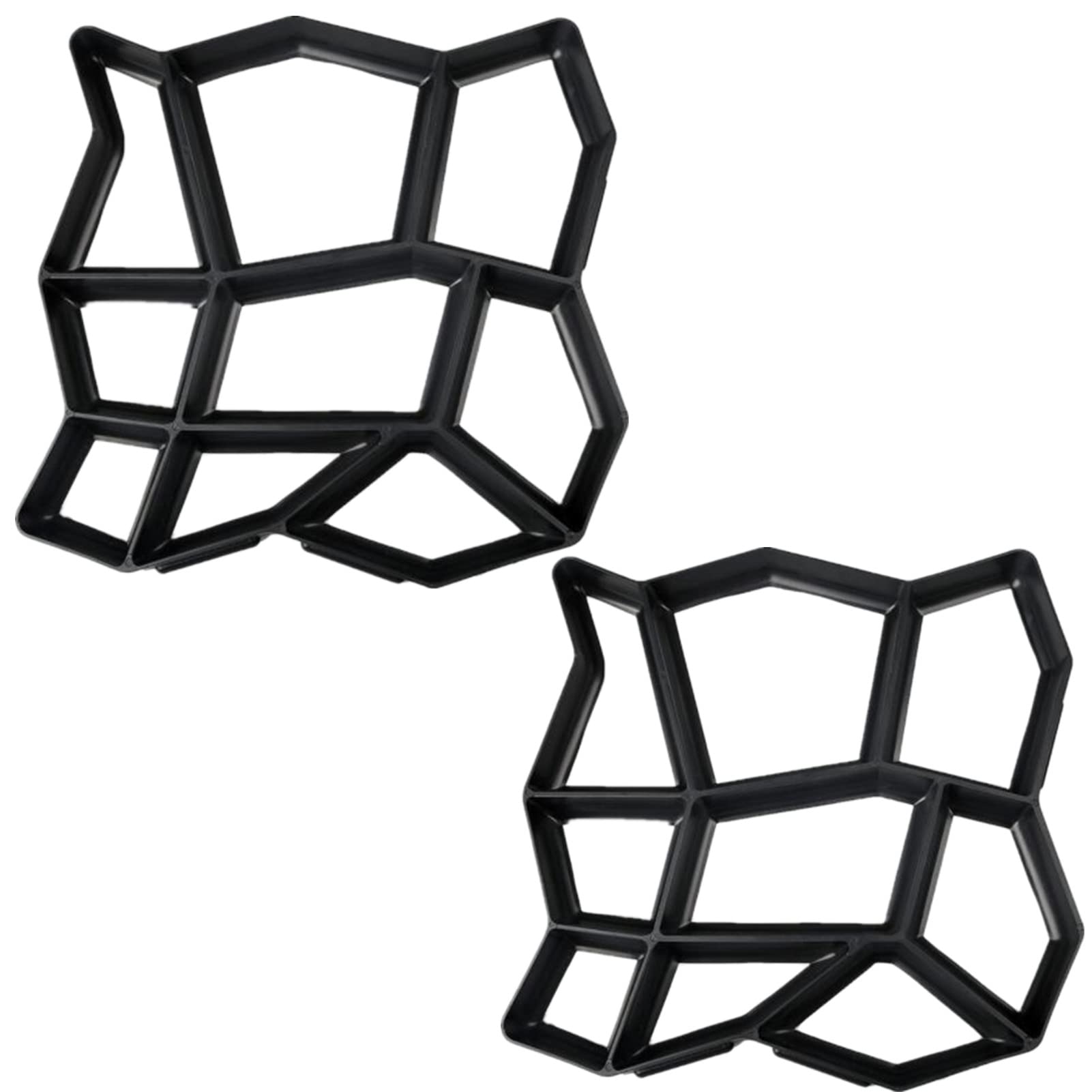 2 Packs Concrete Slab Moulds Walk Path Maker Mold Pavement Irregular Driveway Brick Patio Concrete Slab Path Walk Maker Frame DIY Driveway Garden Pavement Mould (Black 34 * 34cm)