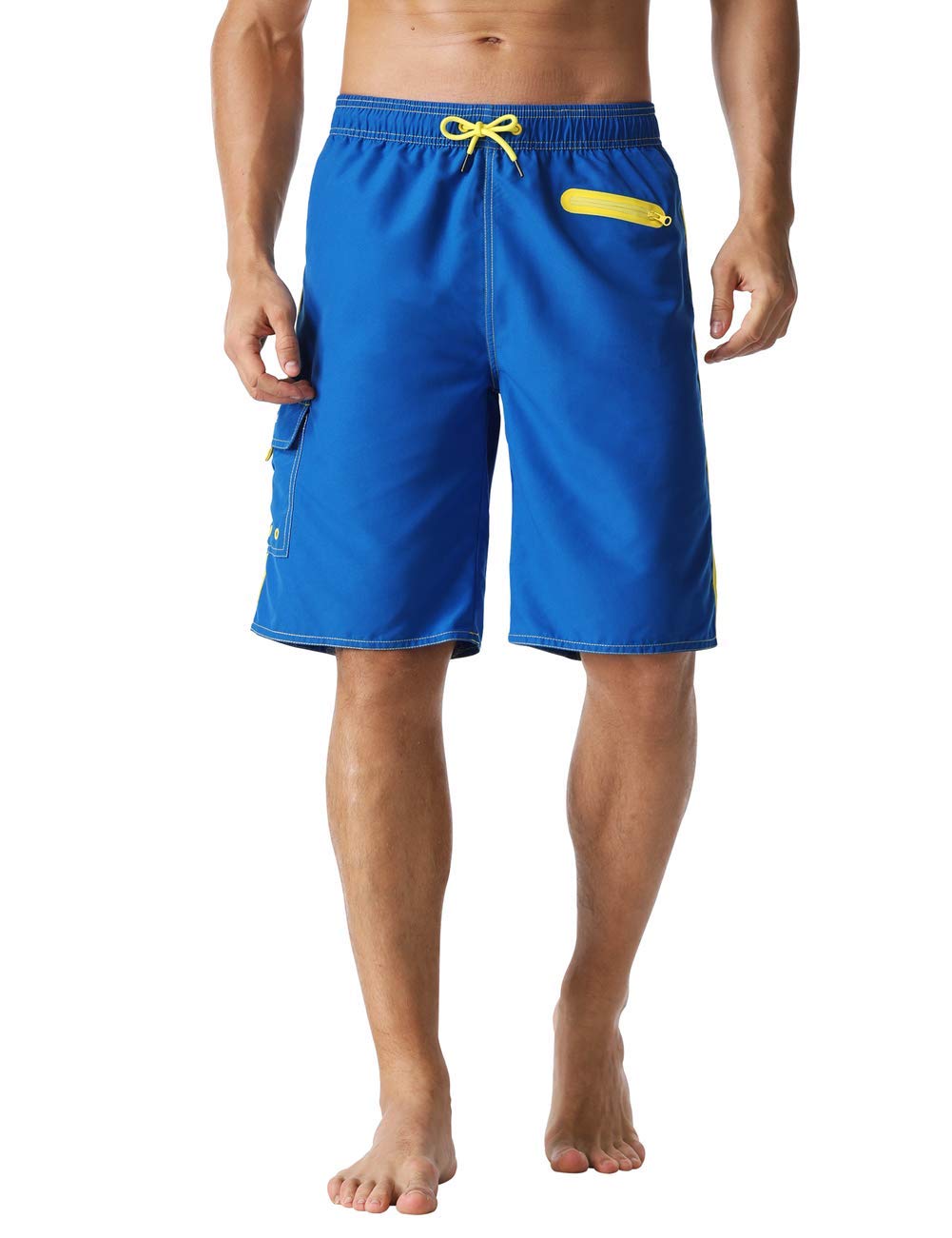 Photo 1 of Nonwe Men's Swim Trunks Quick Dry Summer Elastic Waist Board Shorts with Lining 32 Blue